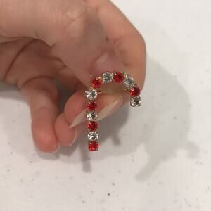 Vintage Rhinestone Candy Cane Pin